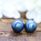 14k Gold Blue Bead stud earrings. Disco BALL stud earrings. st(28/75)