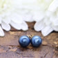 14k Gold Blue Bead stud earrings. Disco BALL stud earrings. st(28/75)
