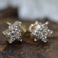 Diamond Flower Cluster Earrings.  Diamond Daisy 14k stud earrings. Diamond Stud 14k Yellow Gold Earrings. 0.35 ctw. st57/50