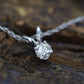 14k Diamond Solitaire Pendant. 14k White gold wheat necklace. st(126/50)