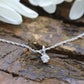 14k Diamond Solitaire Pendant. 14k White gold wheat necklace. st(126/50)