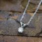 14k Diamond Solitaire Pendant. 14k White gold wheat necklace. st(126/50)