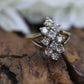 Vintage 14k Yellow Gold Ring. Round Diamond Cluster Ring. Waterfall diamond. 0.40ctw Engagement Ring. sz 3.5 st161/11