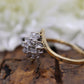14k Yellow Gold Bypass daisy Ring. Round Diamond Cluster Ring. Waterfall diamond. 1/2ctw diamonds st(138/11)