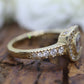 14k Bezel set Solitaire Ring.  Yellow Gold and CZ wide Halo ring st(115/11)