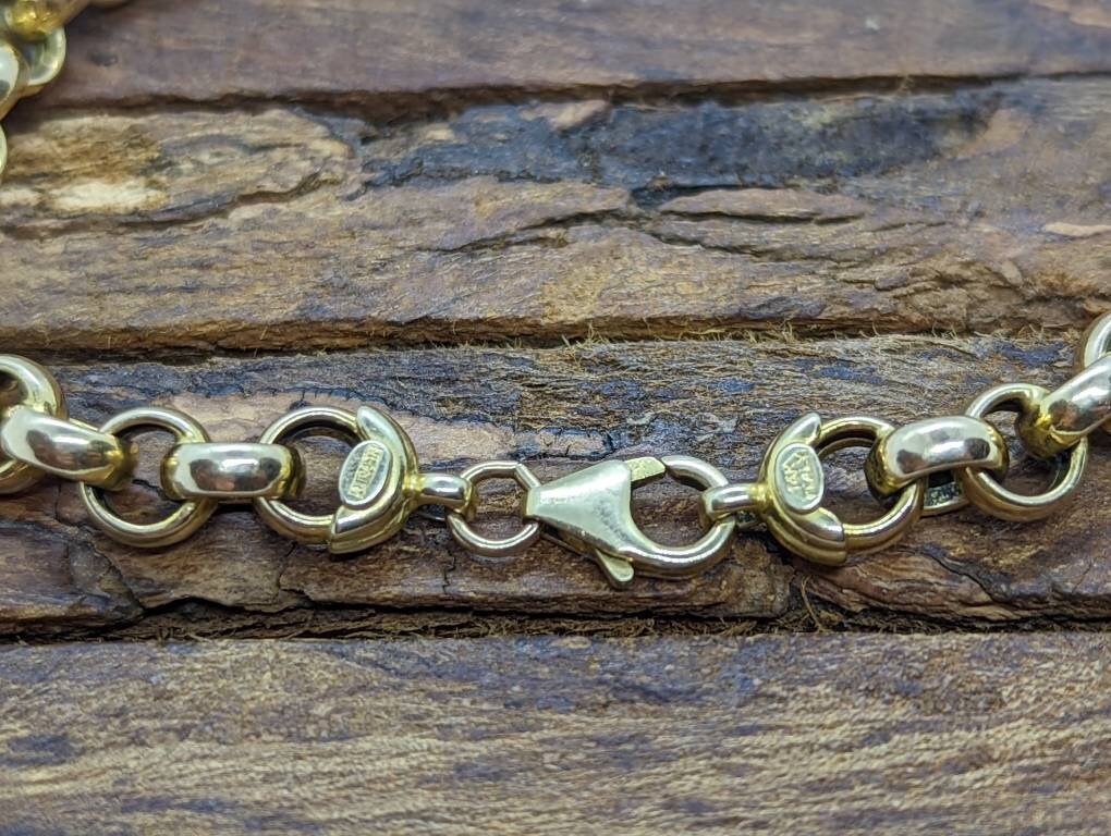 14K ROLO Chain Bracelet. PUFFED large Round Rolo chain bracelet. 14k Yellow gold Italy 8.8grams st(373/75)