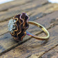 14k Diamond Daisy Flower Petal Ring. Heat bluing 14k Gold Rose Petal with diamonds statement ring. stock(3-56/50)