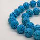 Sleeping Beauty Turquoise Bead Necklace. Hand Carved 14mm Shou Dragon Beads. Sky Robin Egg Blue. Stock 57/50
