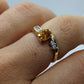 10k Citrine solitaire with Diamonds Ring. Citrine bypass statement ring. (st80/50)