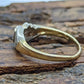 Antique 14k White Gold  Diamond ring. Tasteful Engraved 3 stone wedding band. st(56/06)