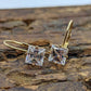 14k Princess diamond CZ dangle earrings. st(88/11)
