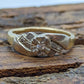 Antique 14k White Gold  Diamond ring. Tasteful Engraved 3 stone wedding band. st(56/06)