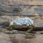 Antique 14k White Gold  Diamond ring. Tasteful Engraved 3 stone wedding band. st(56/06)