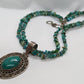 Vintage Sterling Silver Natural Turquoise Necklace. Raw two strand polished turquoise necklace.  st(21/56)