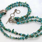 Vintage Sterling Silver Natural Turquoise Necklace. Raw two strand polished turquoise necklace.  st(21/56)
