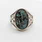Heavy Sterling Silver Signet ring. Turquoise and Phoenix Engraved Ring.  St(21/56)