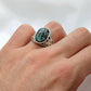 Heavy Sterling Silver Signet ring. Turquoise and Phoenix Engraved Ring.  St(21/56)