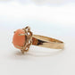14k Coral Pink Cabochon ring. 14k yellow gold prong set angel skin salmon light coral. St(89/12)