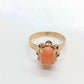 14k Coral Pink Cabochon ring. 14k yellow gold prong set angel skin salmon light coral. St(89/12)
