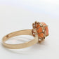 14k Coral Pink Cabochon ring. 14k yellow gold prong set angel skin salmon light coral. St(89/12)