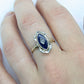 Antique 10k Blue Spinel Glass and diamond ring. Victorian mourning ring. Marquise Blue Spinel glass and diamond ring. st(88/33)