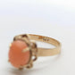 14k Coral Pink Cabochon ring. 14k yellow gold prong set angel skin salmon light coral. St(89/12)