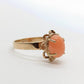 14k Coral Pink Cabochon ring. 14k yellow gold prong set angel skin salmon light coral. St(89/12)