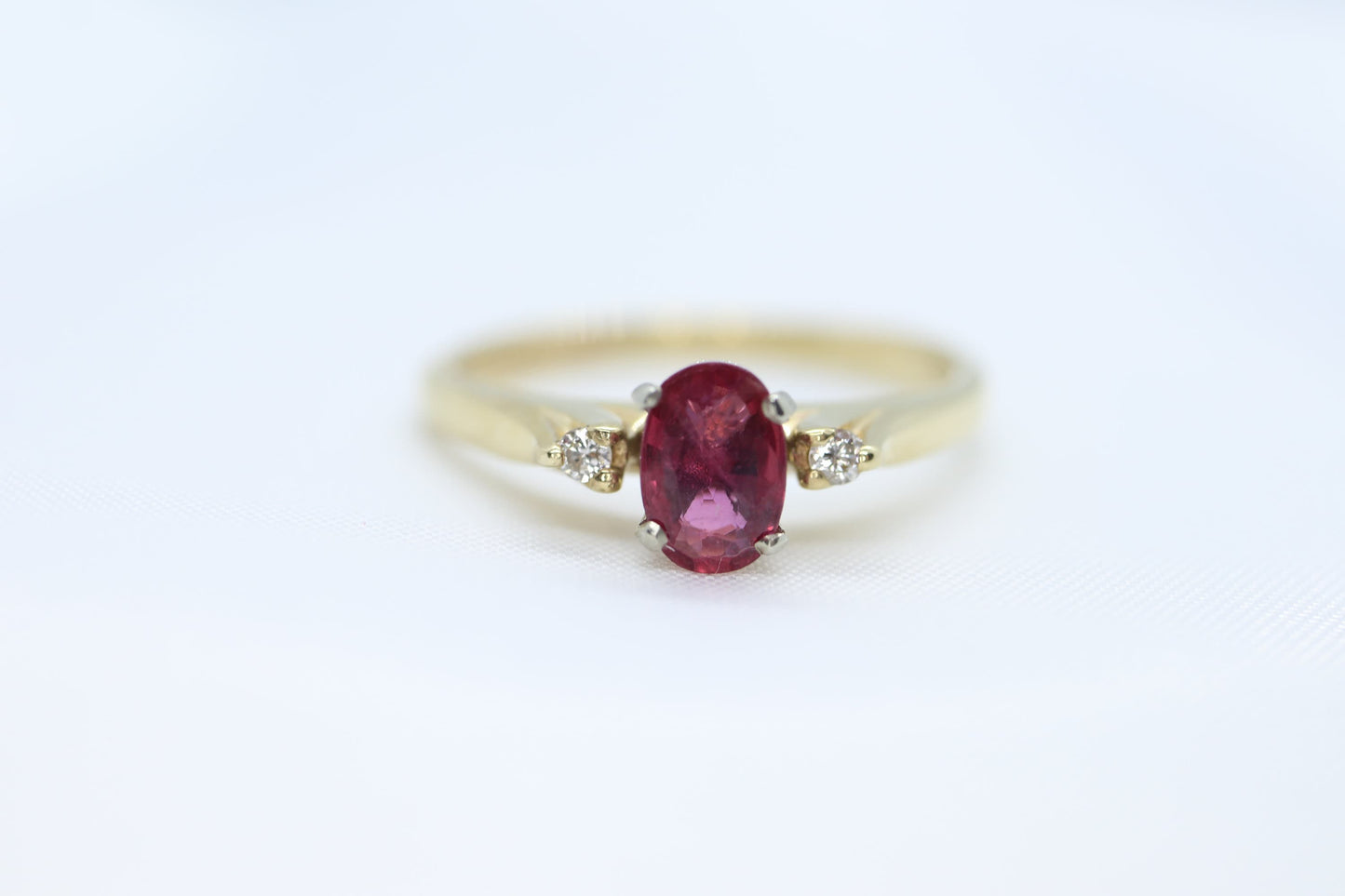 Natural Ruby Diamond Ring. 14k Ruby Solitaire engagement ring. Oval ruby Gold ring. Diamonds. RUBY Engagement ring. st(126/50)