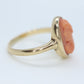 Antique Coral cameo bezel ring. 10k Gold  Carved coral cameo dainty oval signet pinky pinkie ring. st(173)