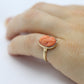 Antique Coral cameo bezel ring. 10k Gold  Carved coral cameo dainty oval signet pinky pinkie ring. st(173)