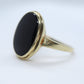 10k Onyx Oval ring. 10k gold onyx bezel set ring. Antique Mourning Ring. st(126/50)