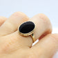 10k Onyx Oval ring. 10k gold onyx bezel set ring. Antique Mourning Ring. st(126/50)