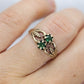 JR Wood 10K Band. Vintage Jr Wood and Sons Emerald Victorian claw Wedding Band Sz7.25 st(48/87)
