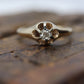 Antique Belcher Set Diamond 14k Filigree ring. 1/4ct Victorian Prong Diamond Ring Women Buttercup diamond sz 8 st(126/50)