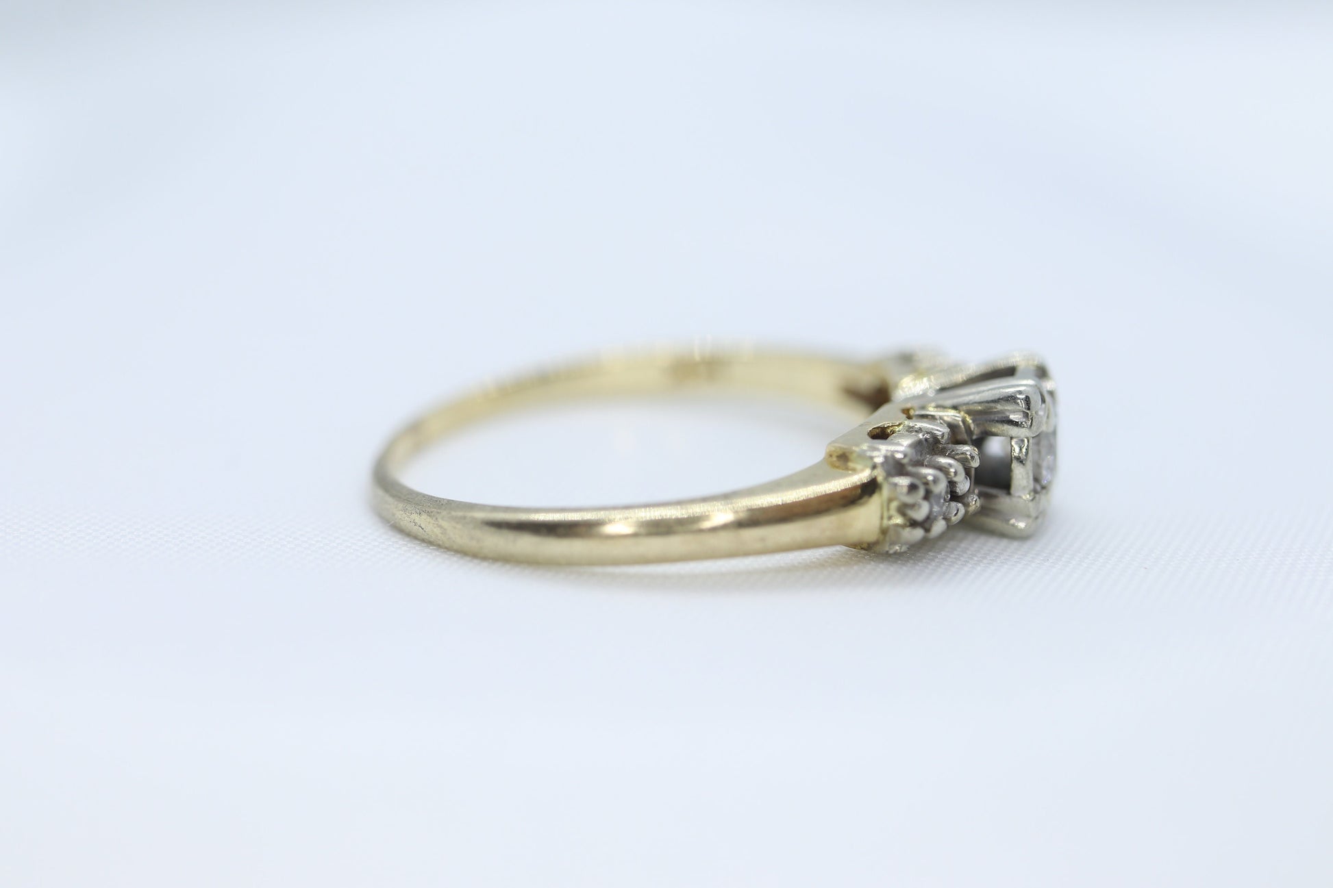 Art Deco Diamond Solitaire Ring. 14k Gold European Cut diamond  engagement Ring. KEEPSAKE engagement ring. st(97/75)