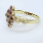 14k Ruby and Diamond Cluster ring. 14k 585 Yellow Gold diamond and ruby Cluster marquise shape heart ring. st(172/50)