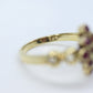 14k Ruby and Diamond Cluster ring. 14k 585 Yellow Gold diamond and ruby Cluster marquise shape heart ring. st(172/50)