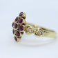14k Ruby and Diamond Cluster ring. 14k 585 Yellow Gold diamond and ruby Cluster marquise shape heart ring. st(172/50)