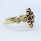 14k Ruby and Diamond Cluster ring. 14k 585 Yellow Gold diamond and ruby Cluster marquise shape heart ring. st(172/50)