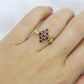 14k Ruby and Diamond Cluster ring. 14k 585 Yellow Gold diamond and ruby Cluster marquise shape heart ring. st(172/50)
