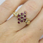 14k Ruby and Diamond Cluster ring. 14k 585 Yellow Gold diamond and ruby Cluster marquise shape heart ring. st(172/50)
