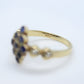 14k Sapphire Diamond Halo Bypass ring. 14k Sapphire CLUSTER marquise shape diamond heart. st(172/50)