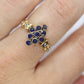 14k Sapphire Diamond Halo Bypass ring. 14k Sapphire CLUSTER marquise shape diamond heart. st(172/50)