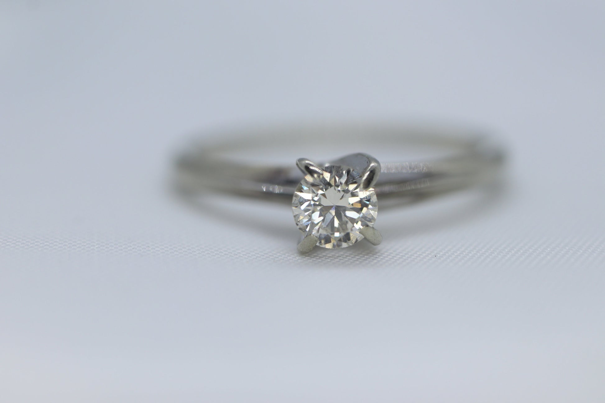 14k Round Diamond Solitaire Ring . Petite 1/4ct Diamond Engagement Ring. White Gold Diamond. st(97/75)