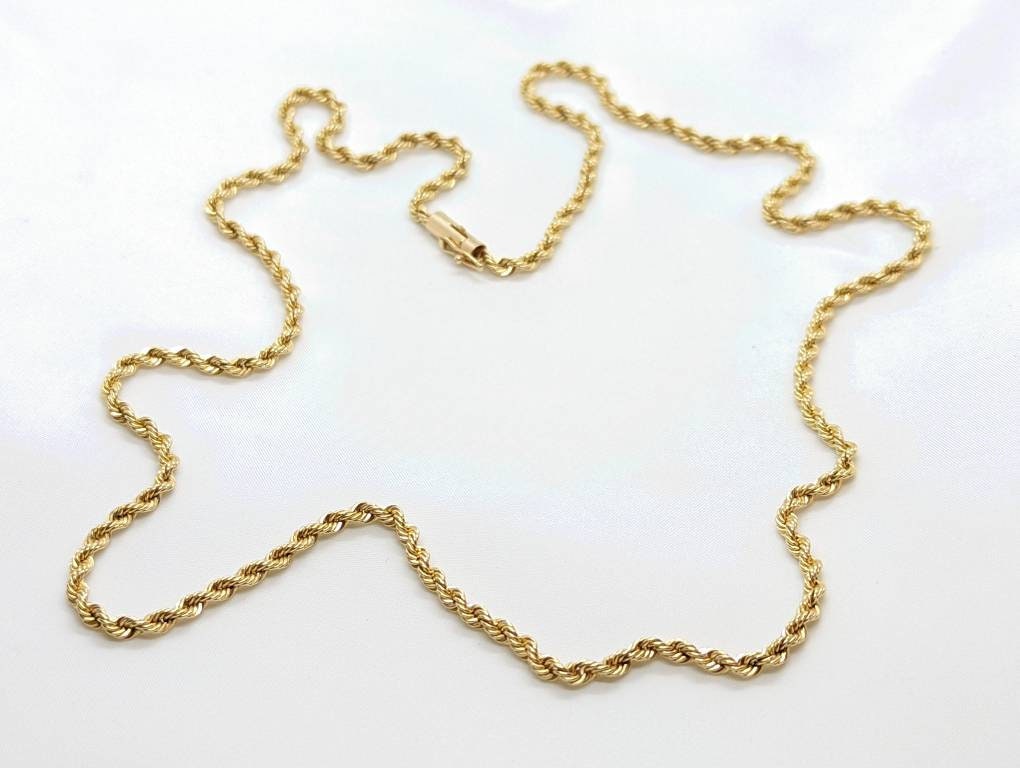 14k Heavy Rope Necklace. 14k Long Rope Necklace. 21.8grams 25in length 3mm width st(736)