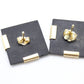 14k Carved Onyx Square Earrings. 14k Peter Brams Carved Gemstone Stud PBD earrings. st(51/75)