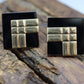 14k Carved Onyx Square Earrings. 14k Peter Brams Carved Gemstone Stud PBD earrings. st(51/75)