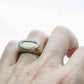 14k Diamond Flat signet  ring.  Diamond outline set into Signet travertine band. Nugget Shank cocktail ring st(460/11)