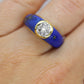18k Lapis Lazuli and Diamond Ring. Lapis and Center DAISY Diamond Band. Very unique. St(345) Sz6