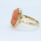 Antique Coral cameo bezel ring. 10k Gold  Carved coral cameo dainty oval signet pinky pinkie ring. st(173)